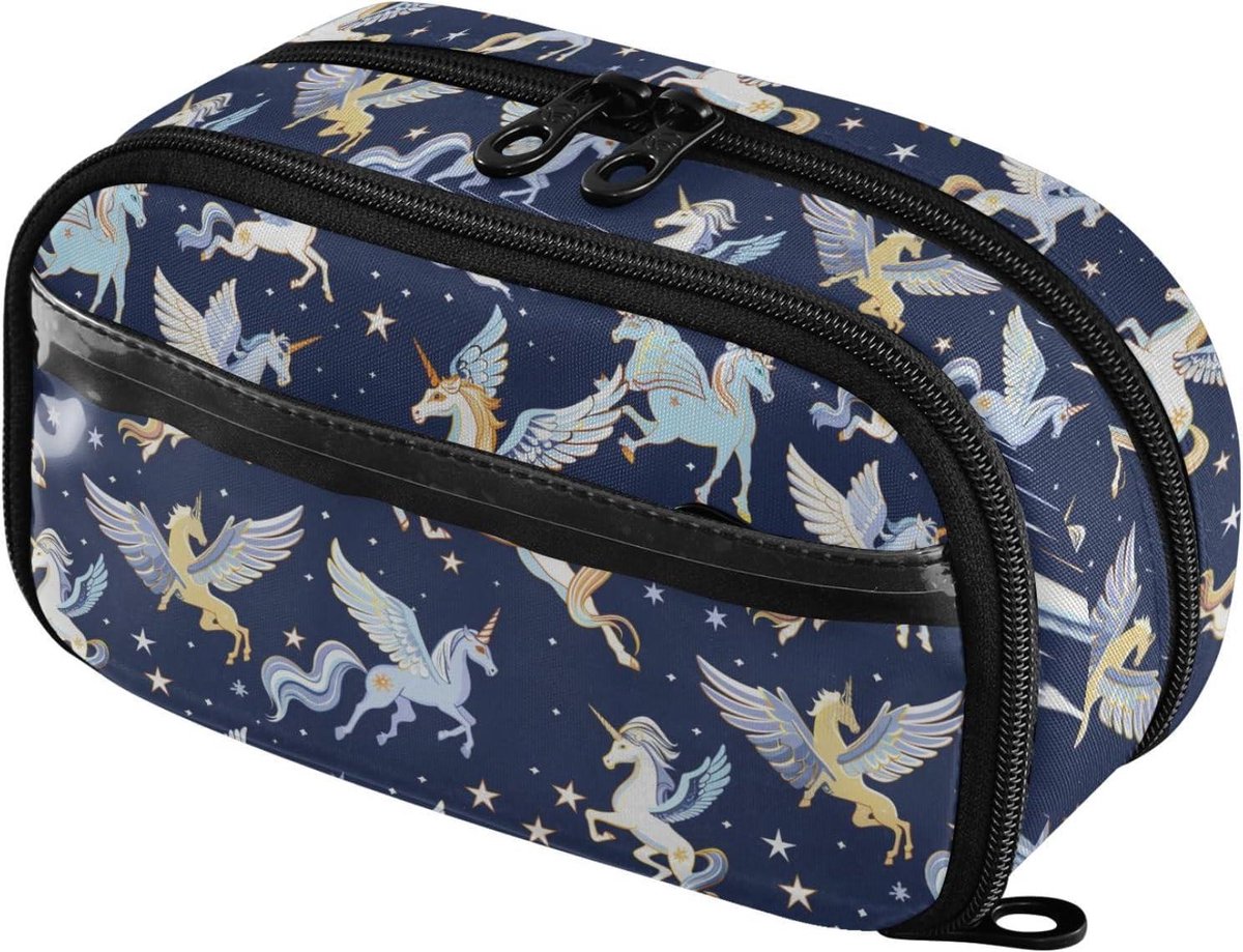 Potlood etui - Pennenzak organizer - Briefpapier opbergen - Waterbestendig materiaal - Grote capaciteit - Navy blauw