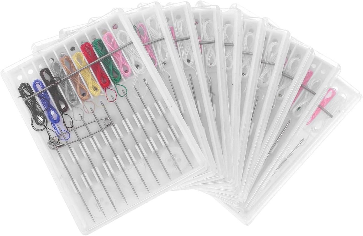 Mini Naaiset - Reis Naaikit - Snelle Reparaties - Compact Opbergen - 10 Dozen - Diverse Kleuren