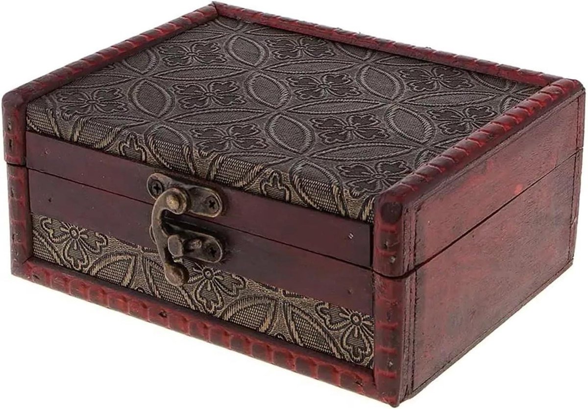 Houten Sieraden Opbergdoos Vintage Metalen Decoratief voor Aanrecht, Keuken, Badkamer (Color1)