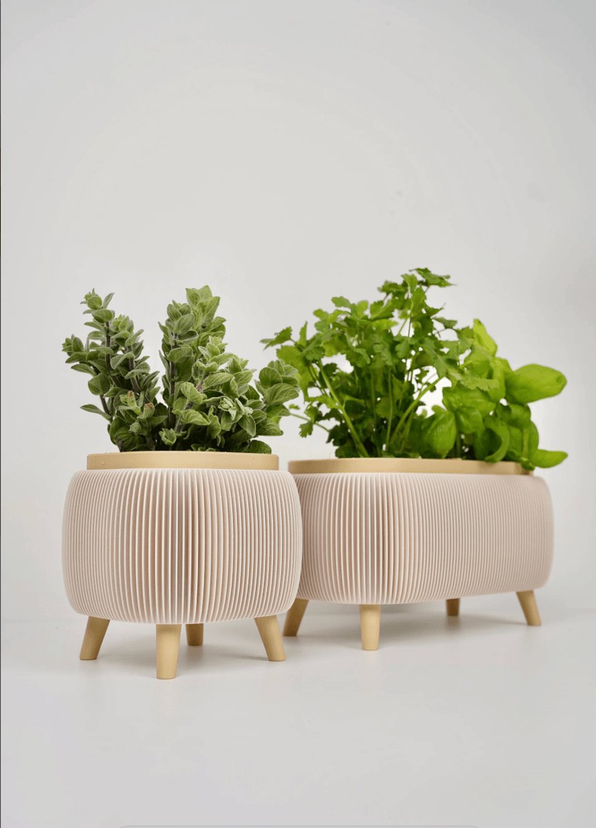 THALOR Kruidenpotten Set – 3D Geprint Kruidenbak van Bio-Based PLA | Met Wateropvang | Vensterbank & Keuken