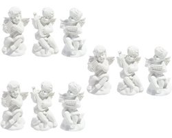 Zerodeko 9 Stuks Kleine Engel Ornamenten Decoraciones Voor Salas De Casa Taart Versieren Engel Woondecoratie Muziek Geschenken Mooie Sculptuur Miniatuur Beeldje Hars Foto Modellering