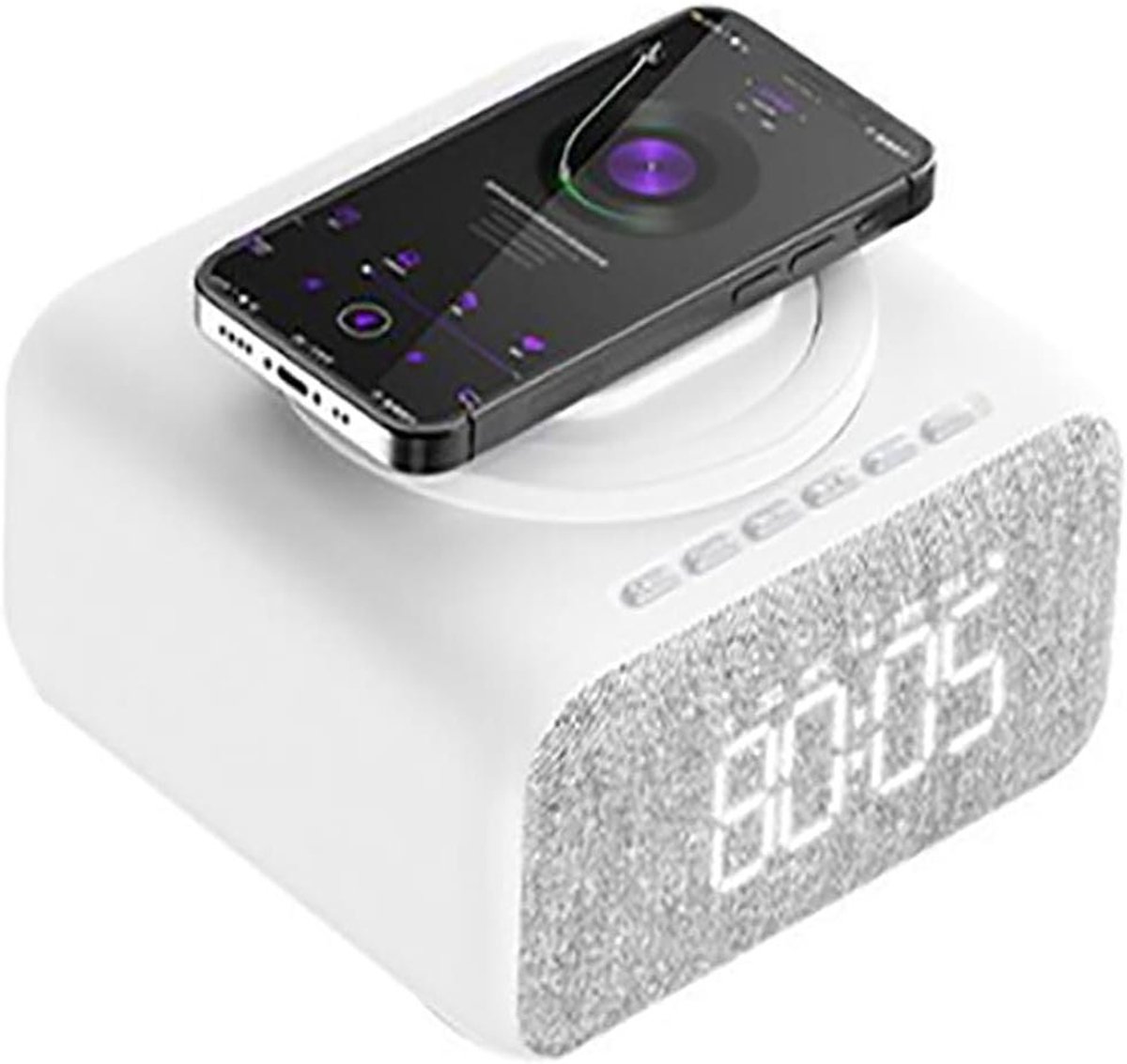 Alarm Clock Radio, Bluetooth Speaker with 10W Digital Alarm Clock, FM Clock Radio, Mirror LED Display, Adjustable Mobile Phone Holder And Easy To Operate, For Bedroom, Home, Adapter