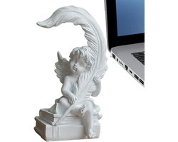 Tuinengelen Buitenstandbeeld,Blad Design Sympathie Engel Beeldjes | Beschermengel standbeeld met vleugel witte hars engelen geschenken voor woonkamer desktop Purble