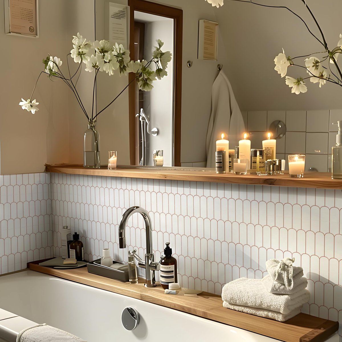 Dailygoods - Dailygoody - Tegelstickers - Zelfklevend - Voor Badkamer en Keuken - Retro Wit Rood - Decoratief - Makkelijk aan te brengen - 25 Stuks
