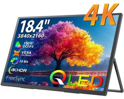 Allero Portable Monitor - Draagbare Game Monitor - Computerscherm - Draagbare monitor voor laptop - 18,4 inch - 4K - QLED