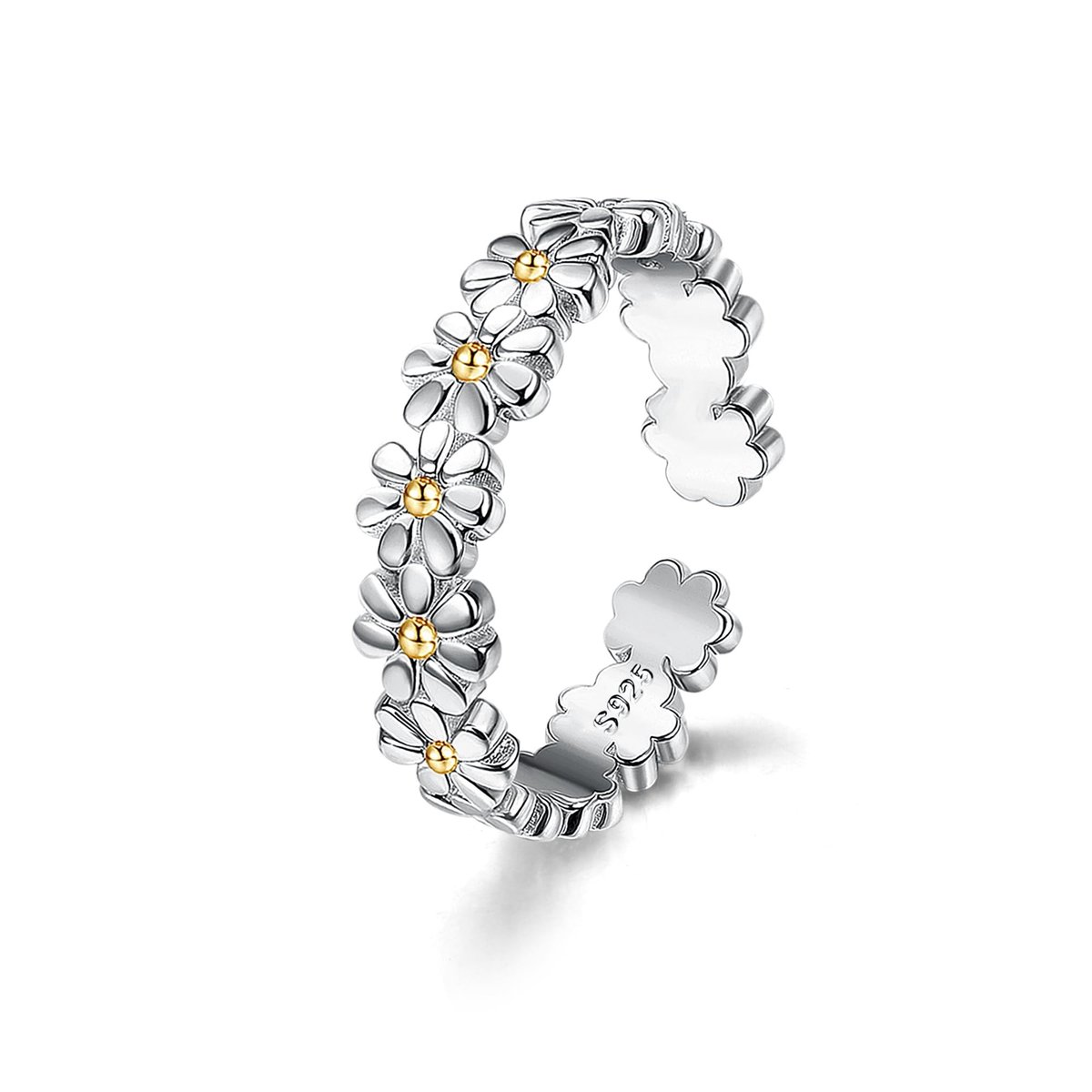 Dailygoods - Dailygoody - Kakonia Teenring - Verstelbare Zilveren Teenring - Strandband Sieraad - Daisy Bloem Design - Voor Dames - Perfect voor Zomer
