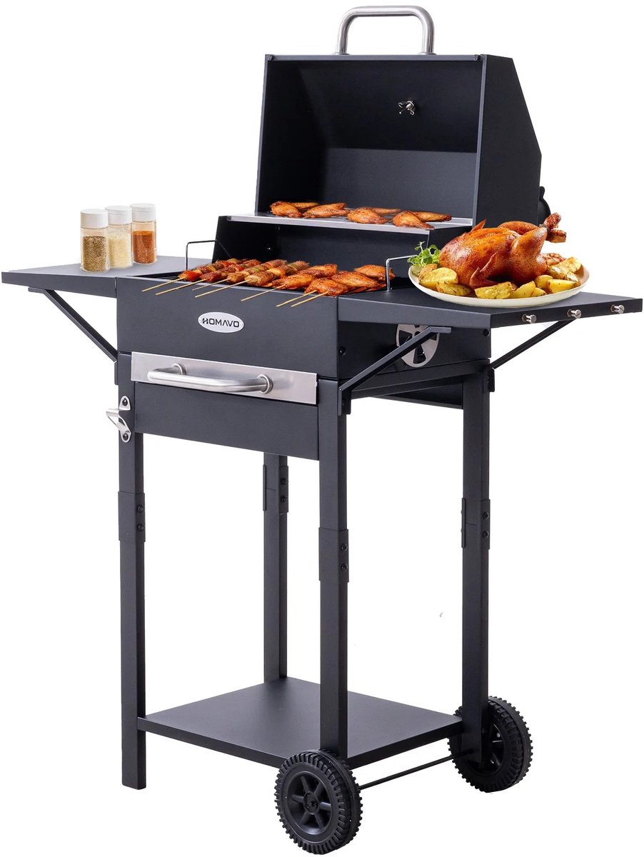 WentinkMo homavo houtskoolbarbecue - Schoorsteen - Geemailleerd hoofdrooster.
