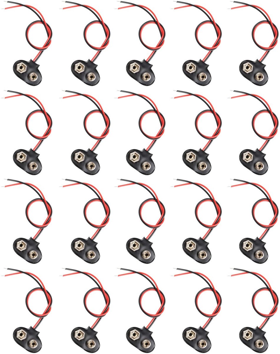 Dailygoods - 20 Stks Faux Lederen Batterij Houder - 9V Snap On Connector - Milieu-vriendelijk - Zwart - Eenvoudig Aansluiten - Perfect voor Hobbyproje