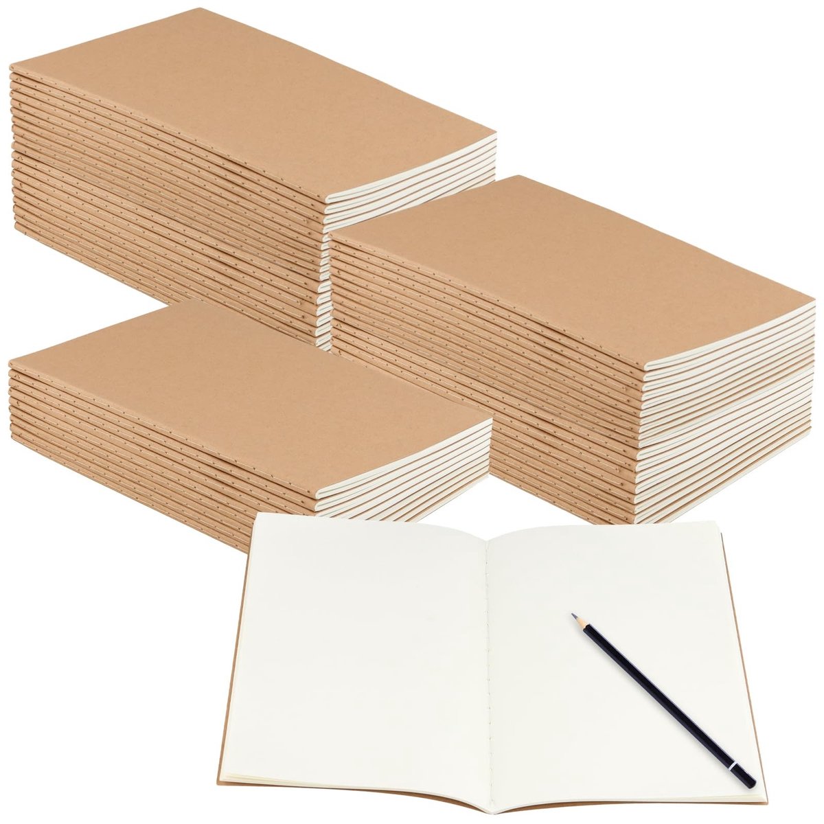 Dailygoods - Set van 50 A5 Kraft Notitieboeken met Blanco Pagina's