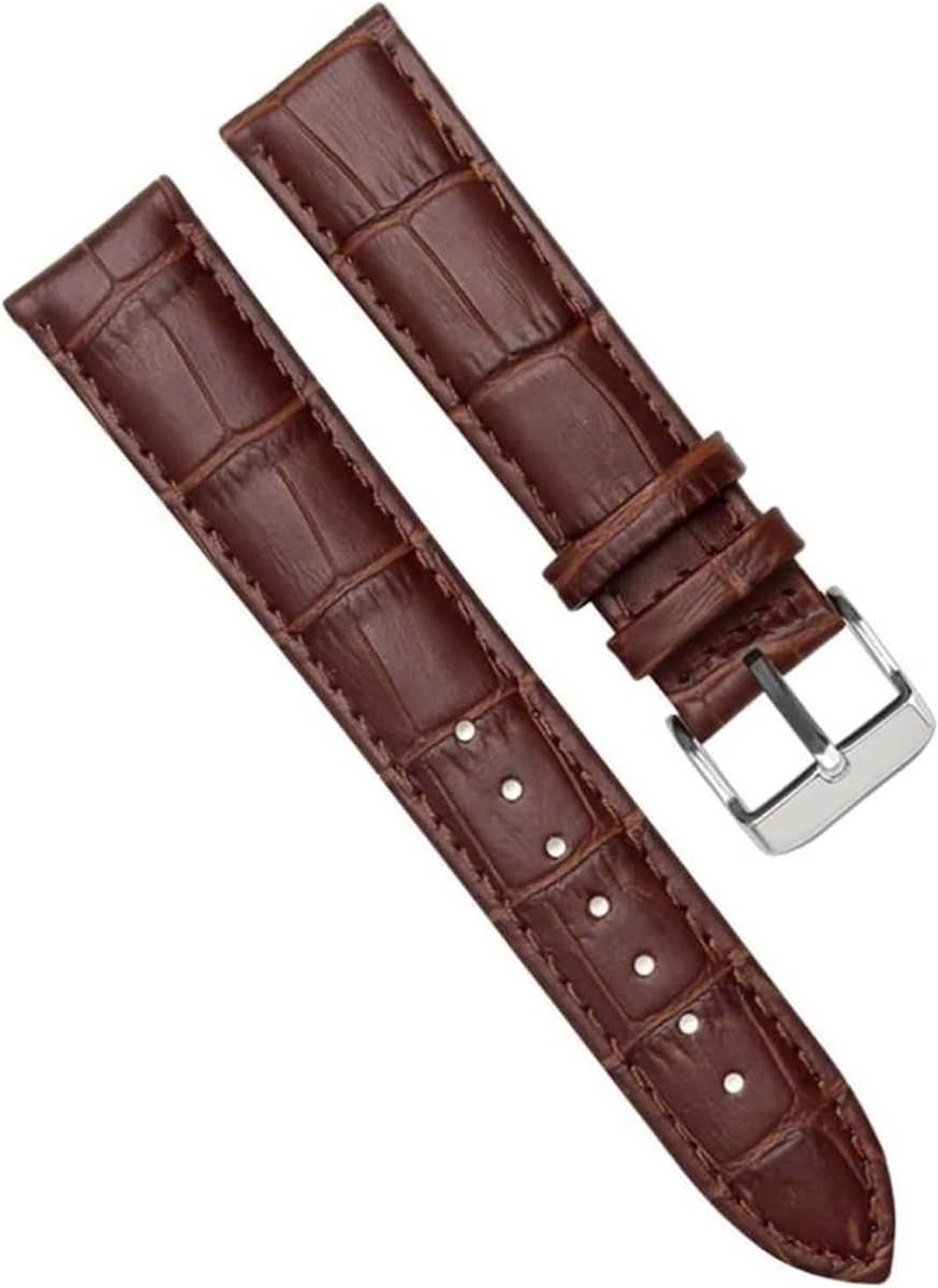 Horlogeband Leer - Vervangend Bandje - Dagelijks Gebruik - Verstelbaar Ontwerp - 10 mm - 24 mm - Bruin Zilver