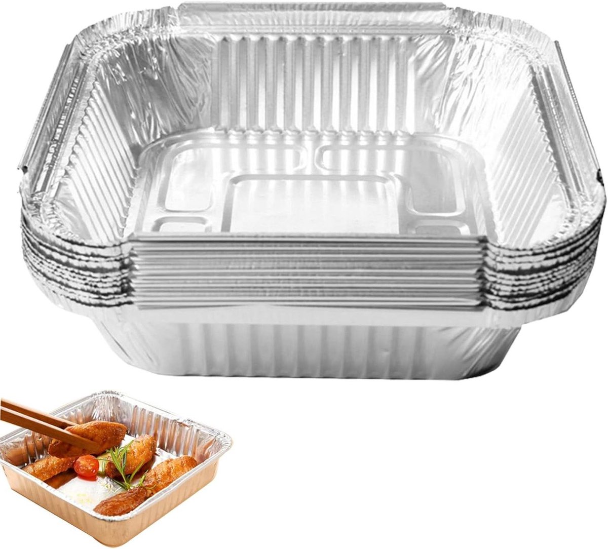 Aluminium Pannen - Airfryer Bakjes - Gemakkelijk Koken - Hittebestendig Materiaal - 20 Stuks - Zilver