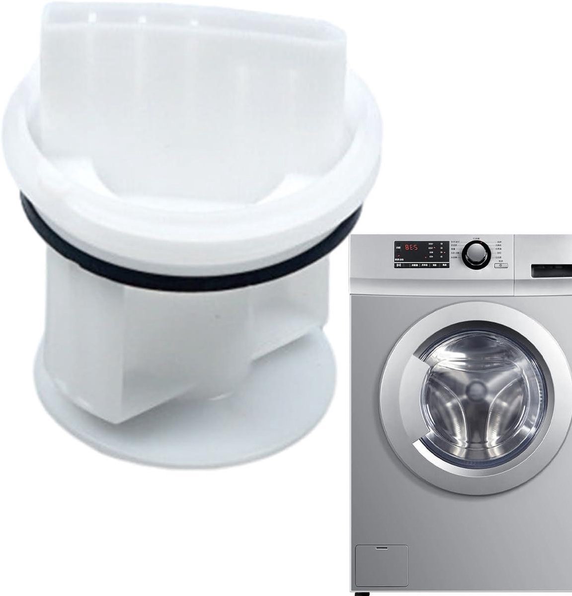 Afvoerplug Wasmachine - Afdichtingsdeksel Pomp - Afvoer Onderhoud - Ingebouwd Filter - 14.2 cm - Zwart