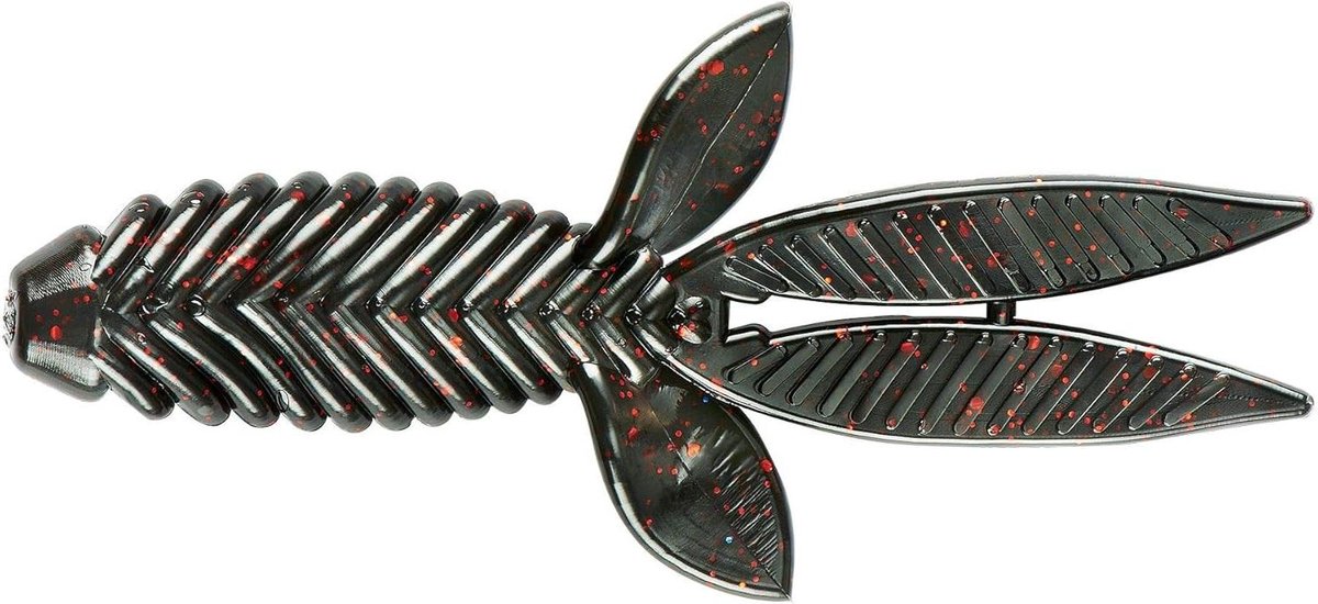 Vis Lokaas - Zacht Kunstaas - Vissen Actief - Dubbele Staarten - 4.25 Inch - Zwart Rode Vlok