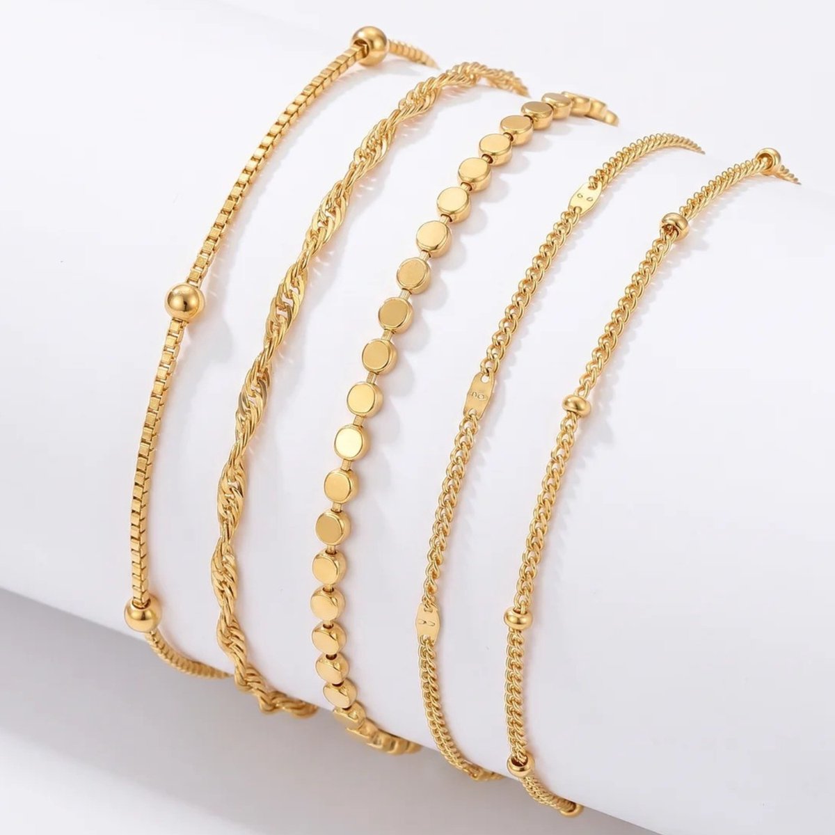 Studio Aurélie Armbandenset - Goud - RVS - 5-delig
