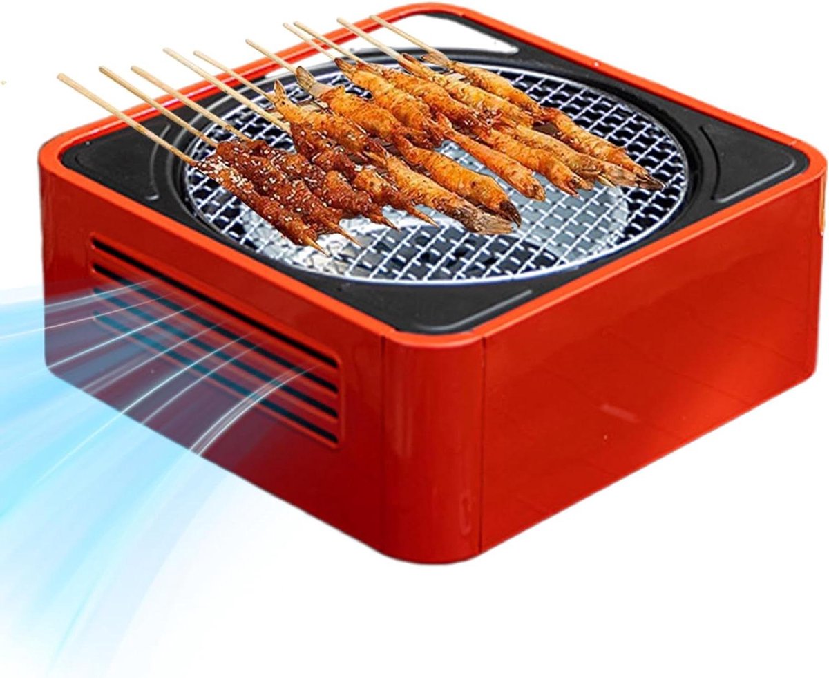 Houtskool Barbecue - Compacte Grill - Buiten Koken - Consequente Temperatuur - 41 x 17 cm - Rood