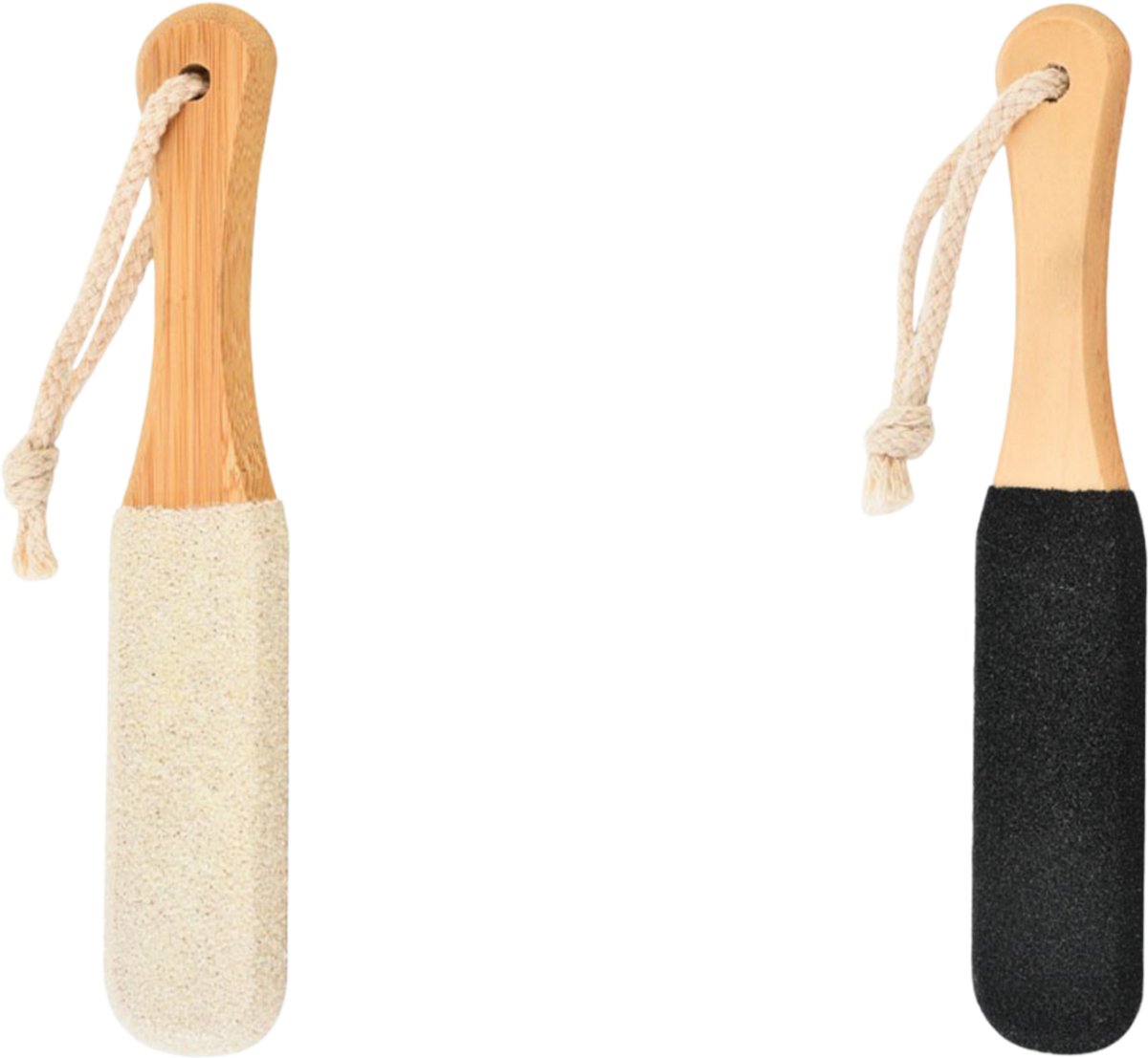 Set van 2 Voetscrubs - Natuurlijk Bamboe Handvat, Wit & Zwart, Voor Dode Huid en Eelt