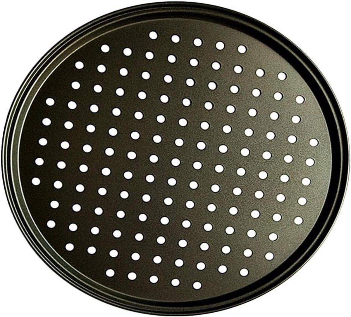 Pizzaplaat - Bakpan Pizza - Pizza Bakken - Koolstofstaal Non-stick - 26cm - Zwart