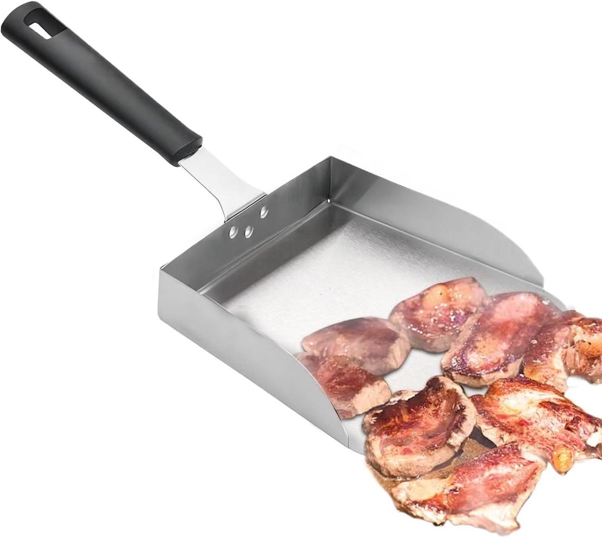 Grillspatel RVS - Vlees Flipper - Buiten Koken - Antislip Handgreep - 38.5 cm - Zilver