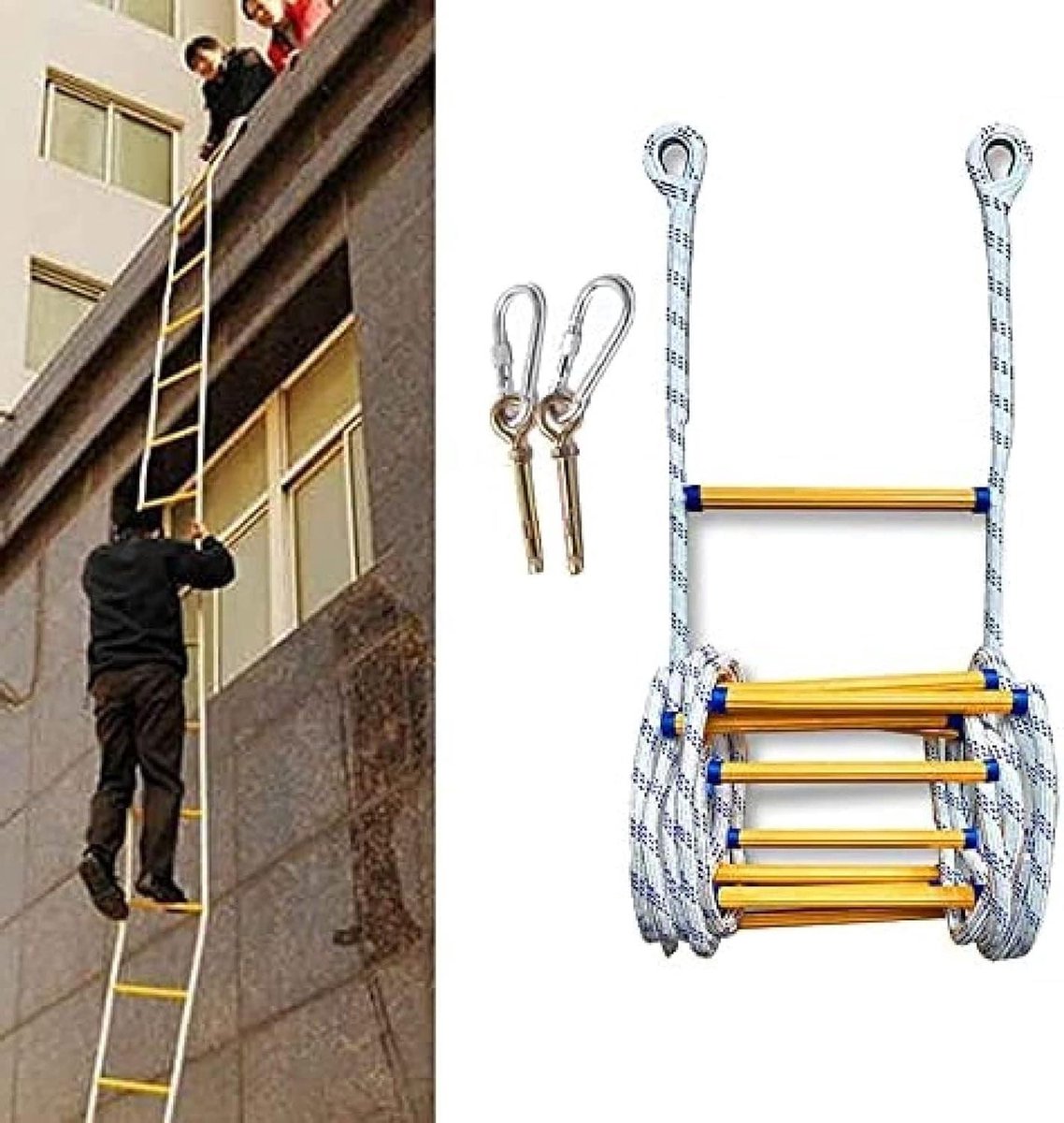 Noodladder - Brandladder - Veilige Evacuatie - Hoge Temperatuurbestendig - 20 Meter - Zwart
