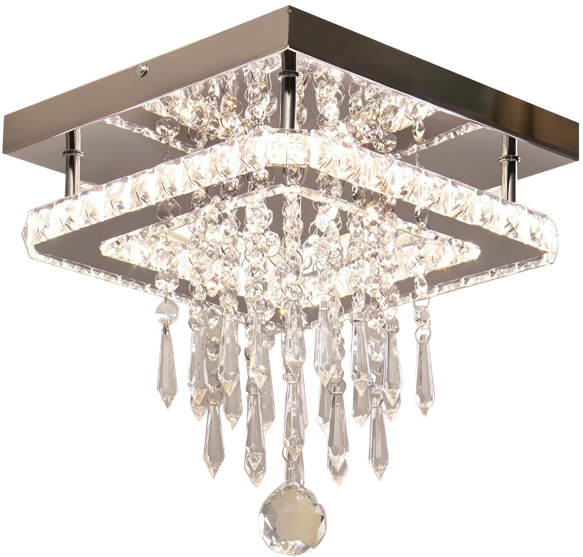 Lemlit Kristallen LED Plafondlamp - Dimbare Plafondverlichting met 3 Lichtkleuren - Moderne Plafondlamp met Kristalhanger voor Slaapkamer Werkkamer en Hal - Wit