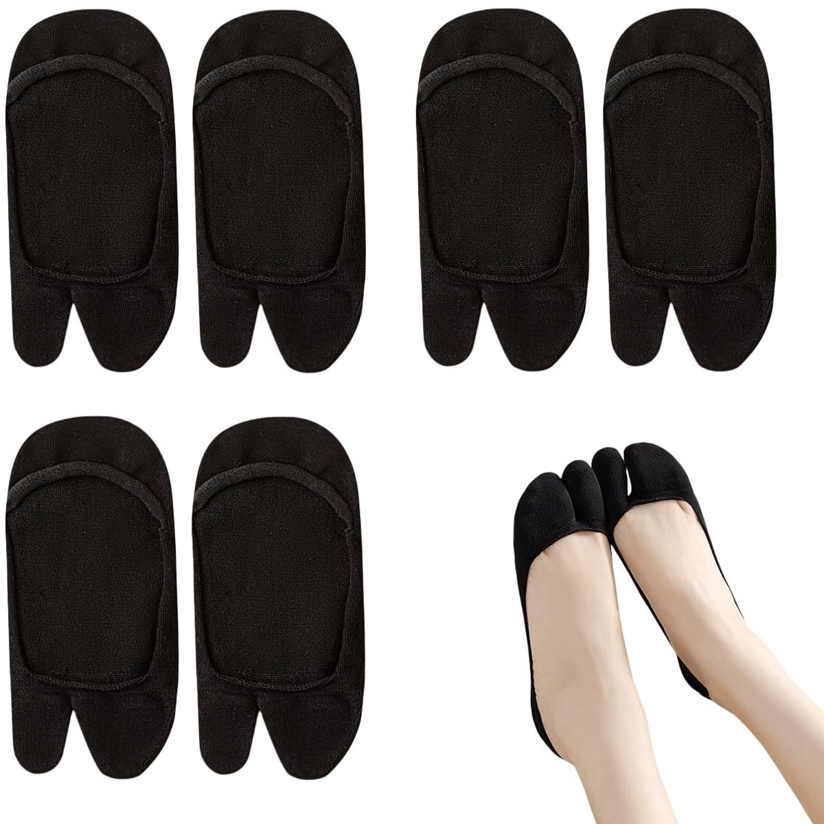 Dailygoods - 3 Paar Antislip Japanse Damessokken met Aparte Teen