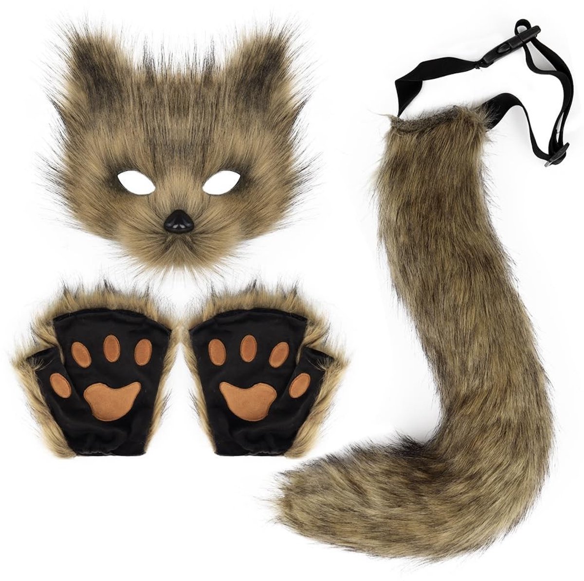 Dailygoods - Dailygoody - Nep Bont Fox Staart - Pluizig Kostuum - Halloween Party - Cosplay Set - Handschoenen - Dames Kostuum