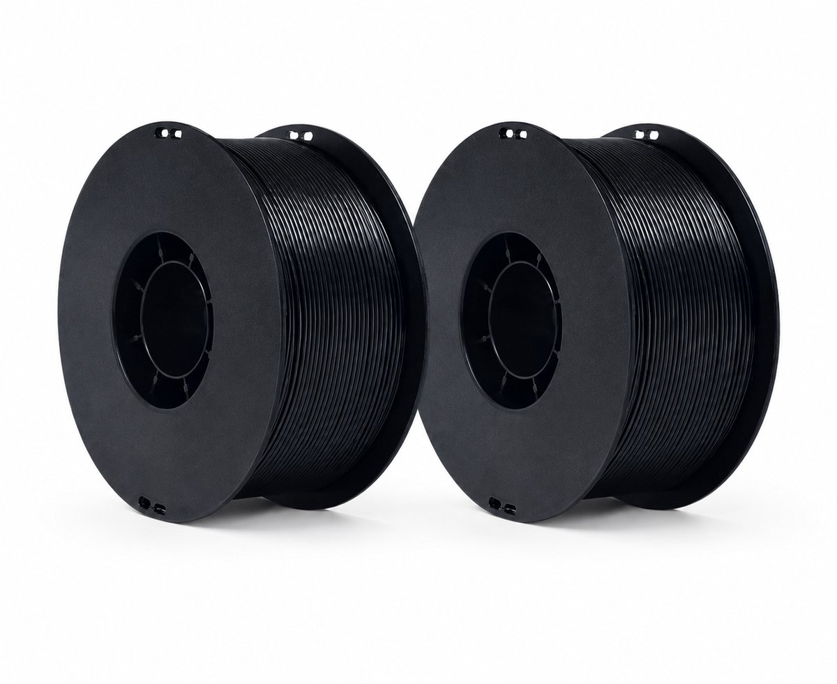 2X 1.1KG ZWARTE FILAMENT PLA+ 3D Printer Filament 1.75mm 1kg – Hoogwaardig 3D Printing Filament Extra Sterk, Sterk en Flexibel, Anti-Warp, Glanzend, Kleur naar Keuze, Compatibel met FDM Printers, Print Zonder Problemen