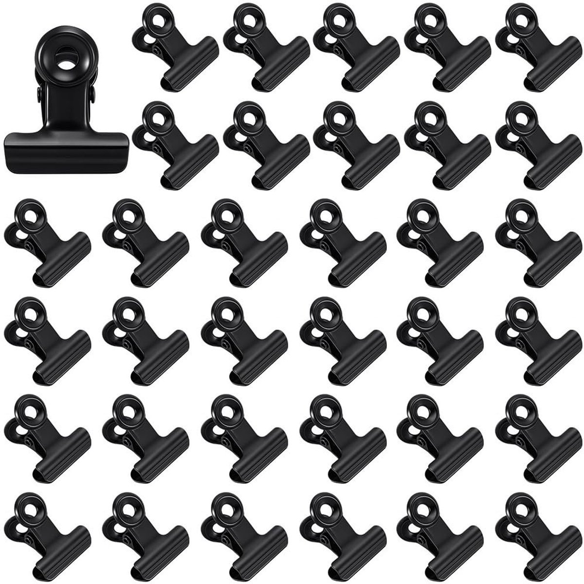 Dailygoods - 35 Stuks Zwarte Bulldog Clips van Roestvrij Staal voor Organisatie