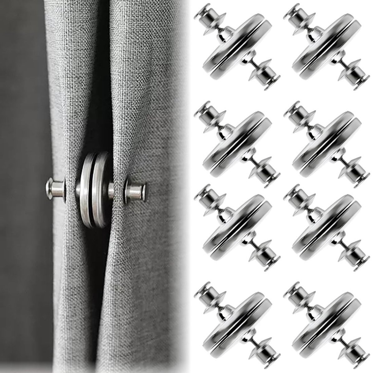 Cosensi - Dailygoods - Dailygoody - Magneten voor Gordijnen - Afneembare Embrasses - Duurzaam en Stijlvol - Zilveren Kleur - Geschikt voor Meerdere Ruimtes - Hoogwaardige Le..