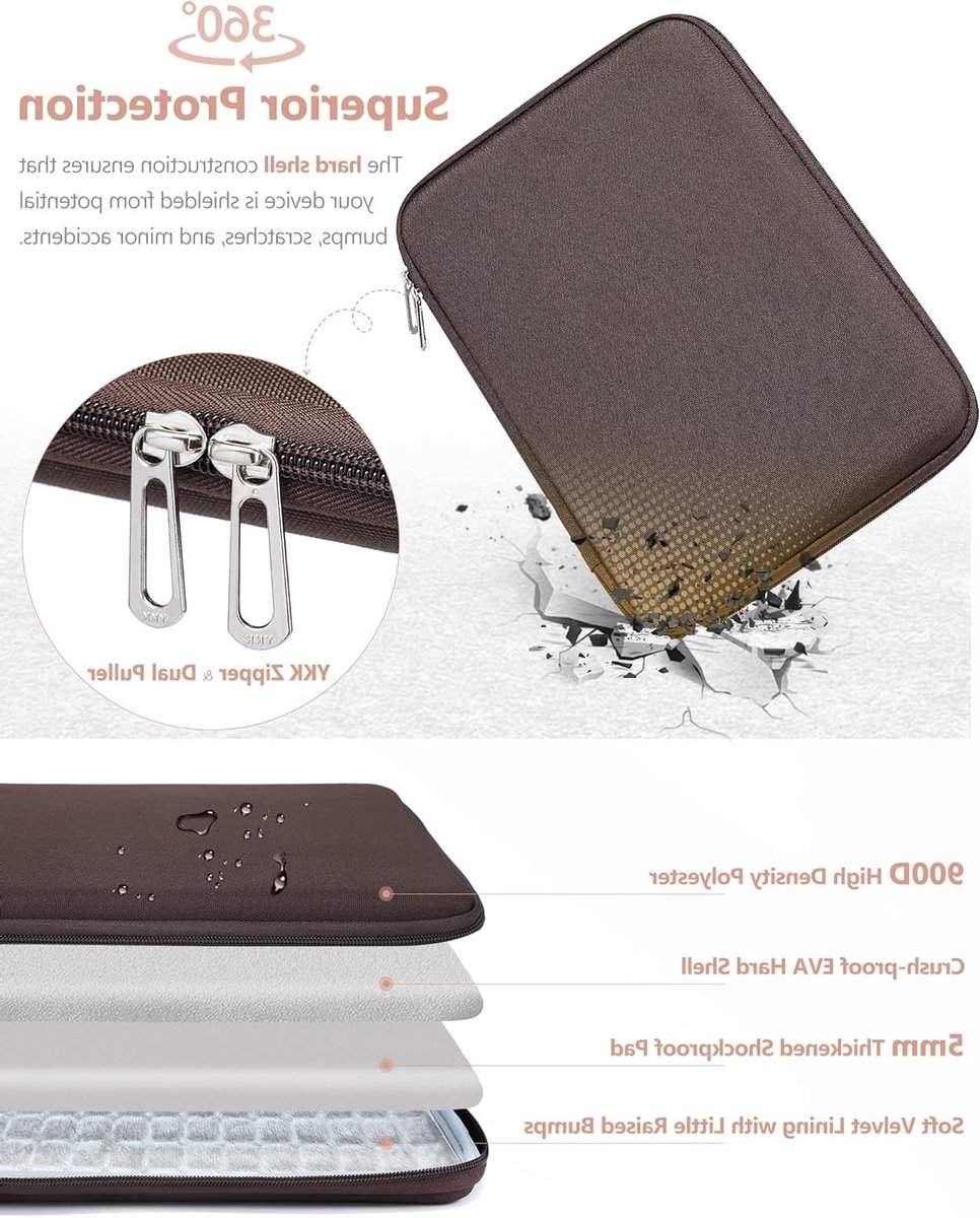 Draagbare Hard Laptop Tas voor 13.3 tot 17.3 Inch Laptops en Tablets, Bescherming, Stijlvol Ontwerp, Bruin