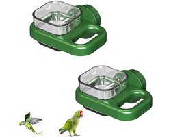 Voederbak voor vogels - 2 Stuks 8.4*7*4cm - Vogel - Voerbak- Drinkbak - Voederschaal - Verwijderbare kom - Knopontwerp - Voerbakje Geschikt Voor vogelkooi - Plastic vogelbak - Hangende vogelvoederbak - Vogelvoederaccessoires - Groen