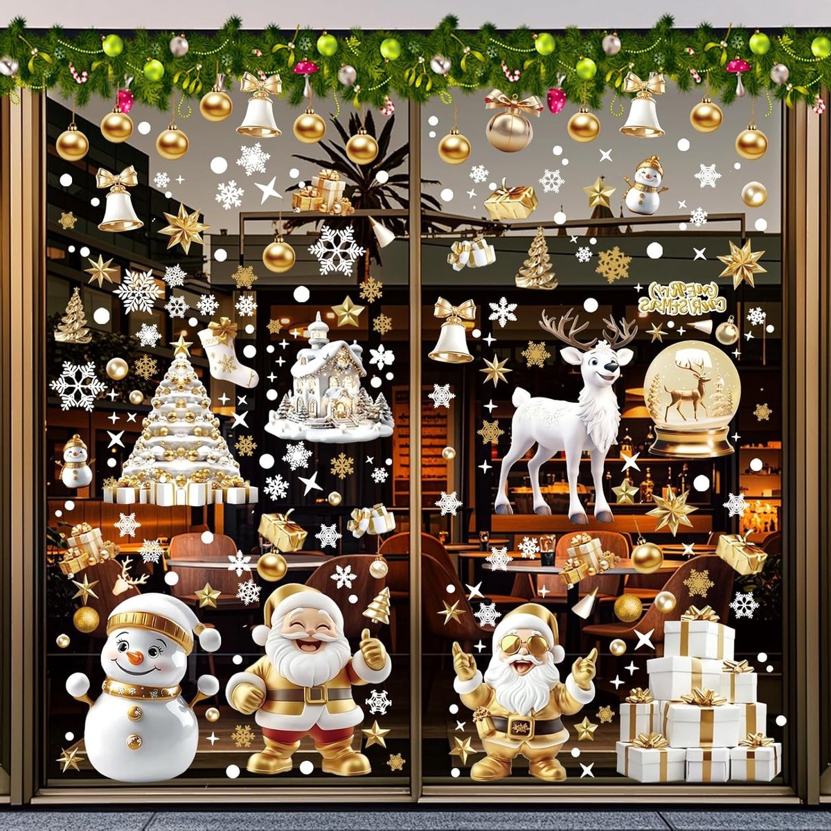 198 Stuks Kerst Raamstickers, Herbruikbare Decoraties, Zelfklevende PVC Stickers voor Feestelijke Raamversiering