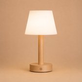 Tavellio Zoë Oplaadbare Tafellamp – H28 – Hout – Tot 80 branduren – Lichtbruin