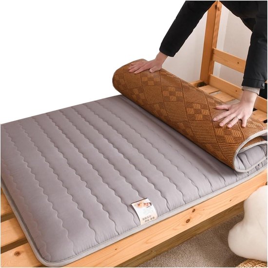 Japanse vloermatras - Opvouwbaar futon - Comfortabel slapen - Huidvriendelijke flanel - 90 x 200 cm - Wit — afbeelding 4