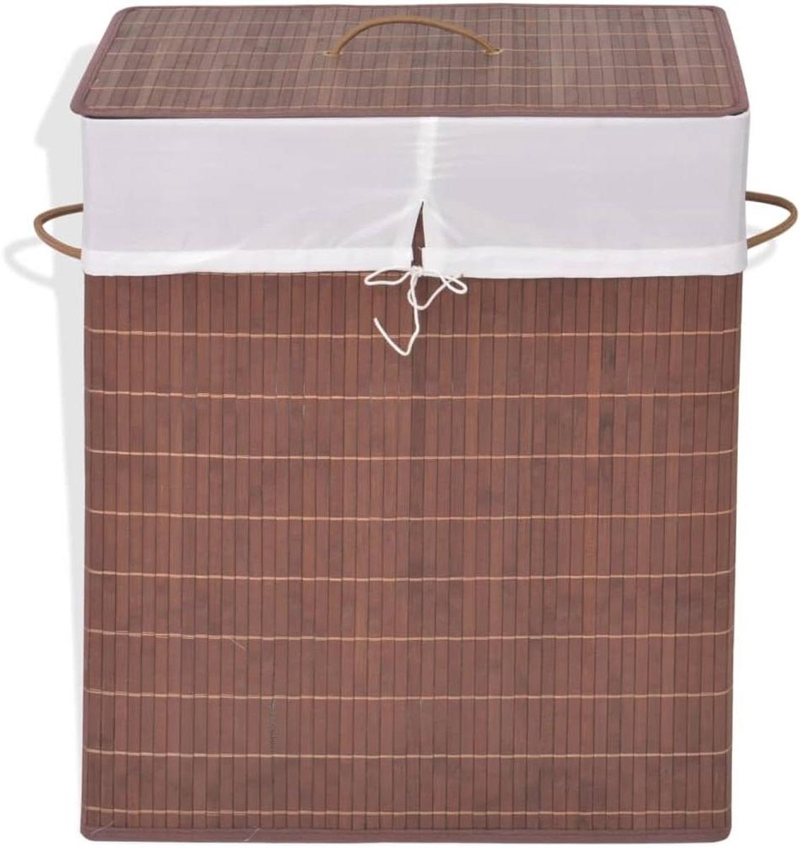 Bamboe wasmand - Opbergmand - Wasgoed sorteren - Uitneembare voering - 52 x 32 x 60 cm - Bruin