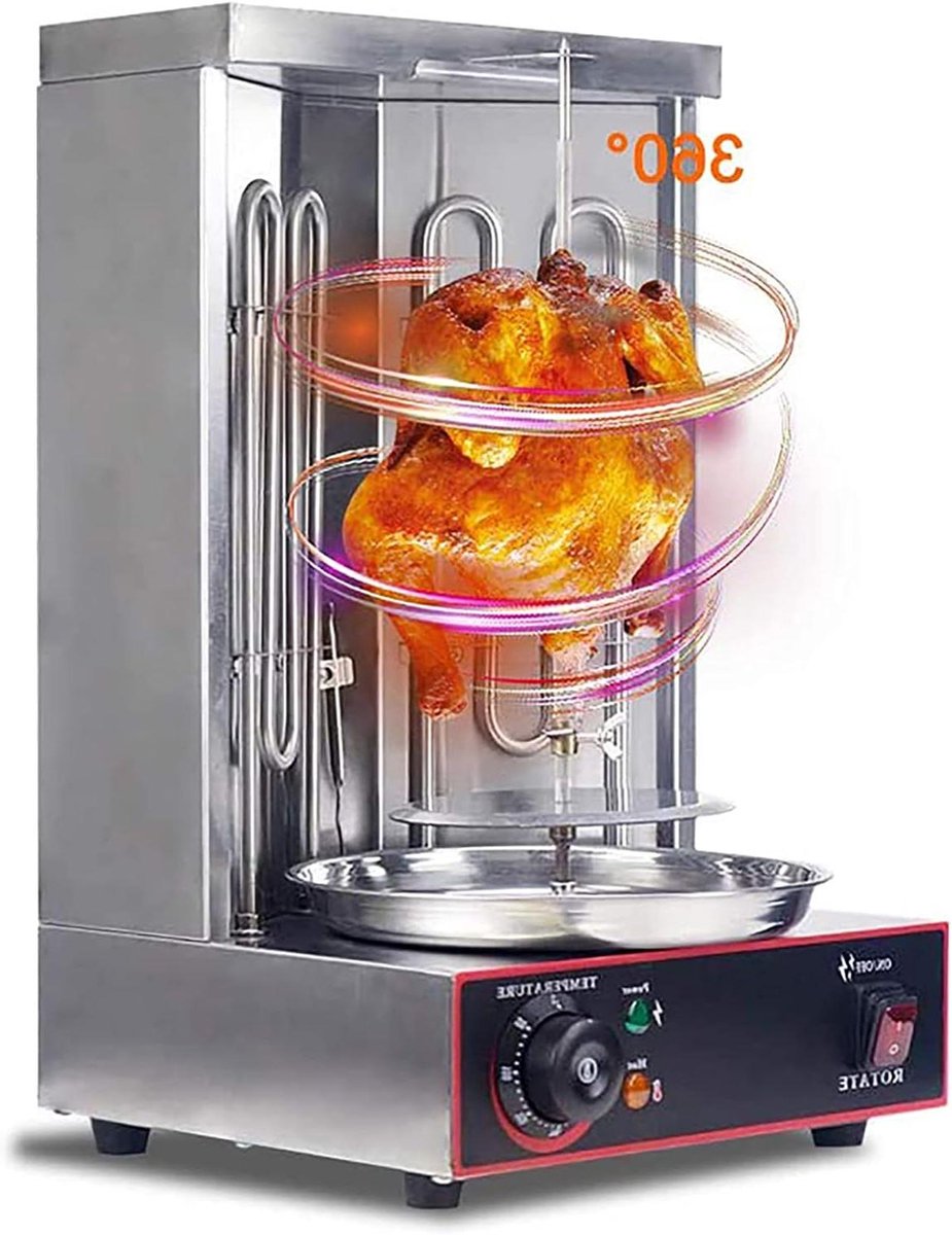 Verticale Grill - Draaiende Oven - Vlees Grillen - 360° Rotatie - 13 Pond Capaciteit - Zilver