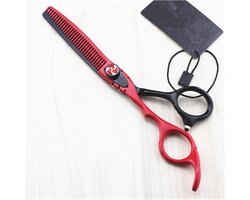 Haarknipper Schaar – Kappersschaar Salon – Haar Knippen – Ergonomisch Ontwerp – 6 Inch – Rood Zwart