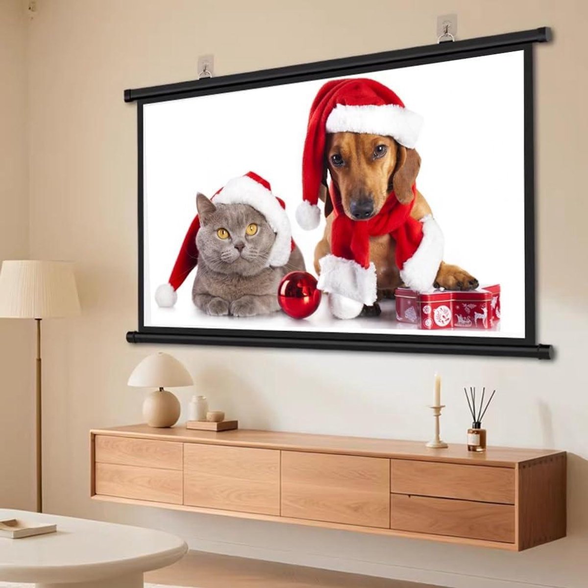 Projectiescherm Handmatig - Oprolscherm HD - Thuisbioscoop Ervaring - Kreukvrij Glasvezel - 40 Inch 4:3 - Zwart