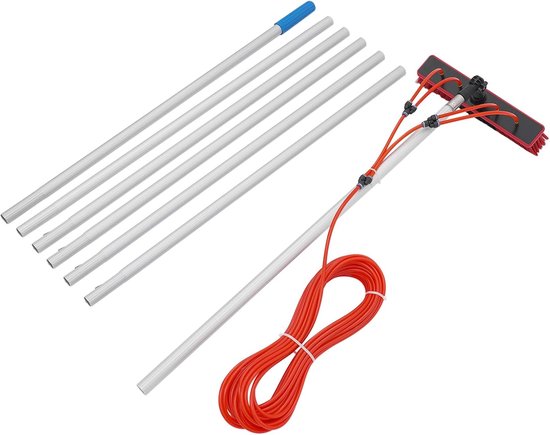 Reinigingsset Zonnepanelen - Raamwasser Telescoop - Hoog Schoonmaken - Lange Telescoopsteel - 8 Meter Bereik - Zilver Rood — afbeelding 2