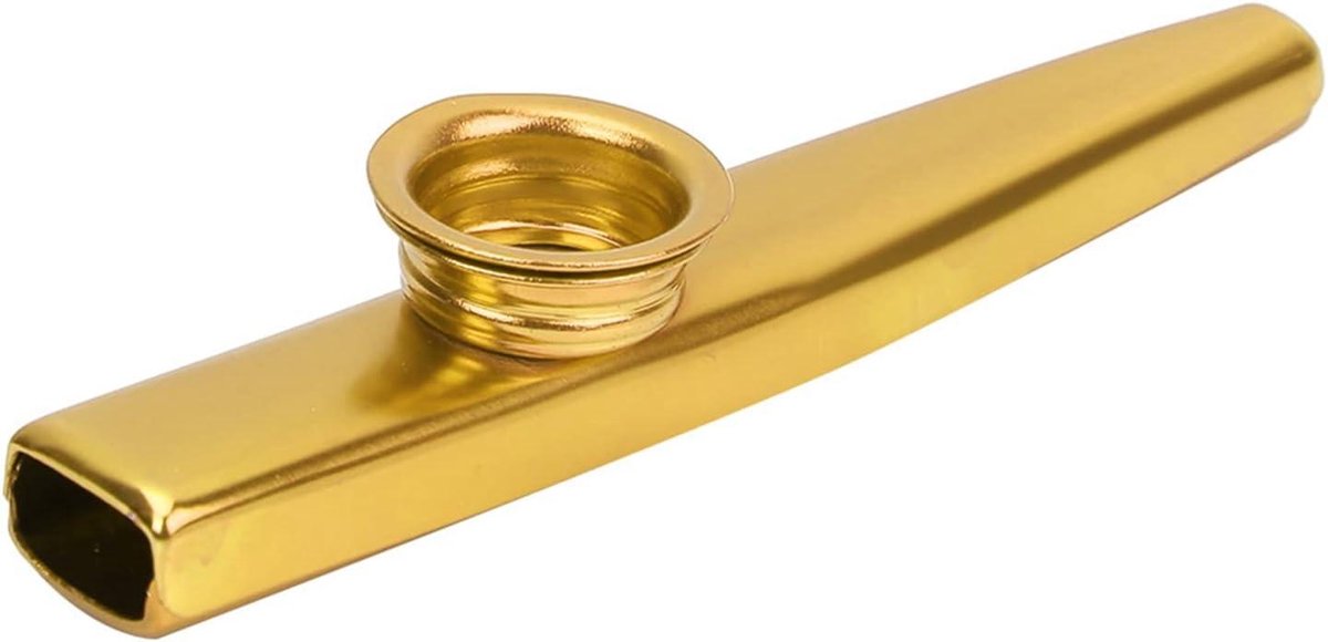 Aluminium Kazoo - Muziekinstrument Fluit - Muziek Maken - Eenvoudig Te Spelen - 14 x 5 x 3 cm - Goud