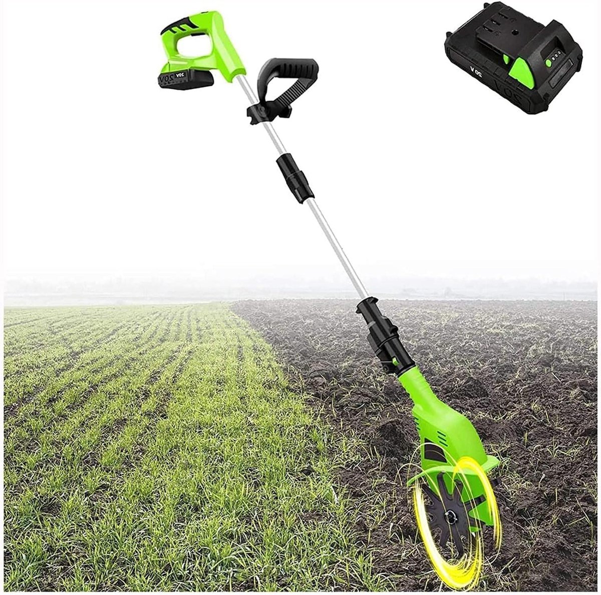 Draadloze Rotavator - Tuinfrees Elektrisch - Bodem Losmaken - Lichtgewicht Ontwerp - 20V - Zwart