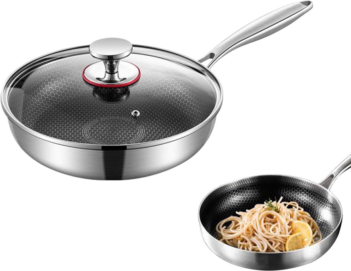 Bakpan Koekenpan Antiaanbak Dagelijks Koken Gelijke Warmteverdeling 28 cm Zilver