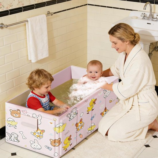 Opvouwbaar Kinderbad - Draagbaar Peuterbad - Veilig Baden - Verbeterde Warmteopslag - 84x43x34cm - Roze — afbeelding 3