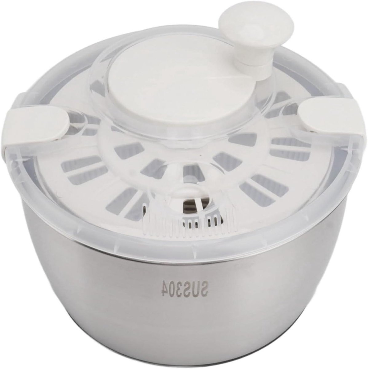 Salade Spinner - Groentewasmachine Kom - Groenten Drogen - Antislip Onderkant - 25x15x20cm - Zilver