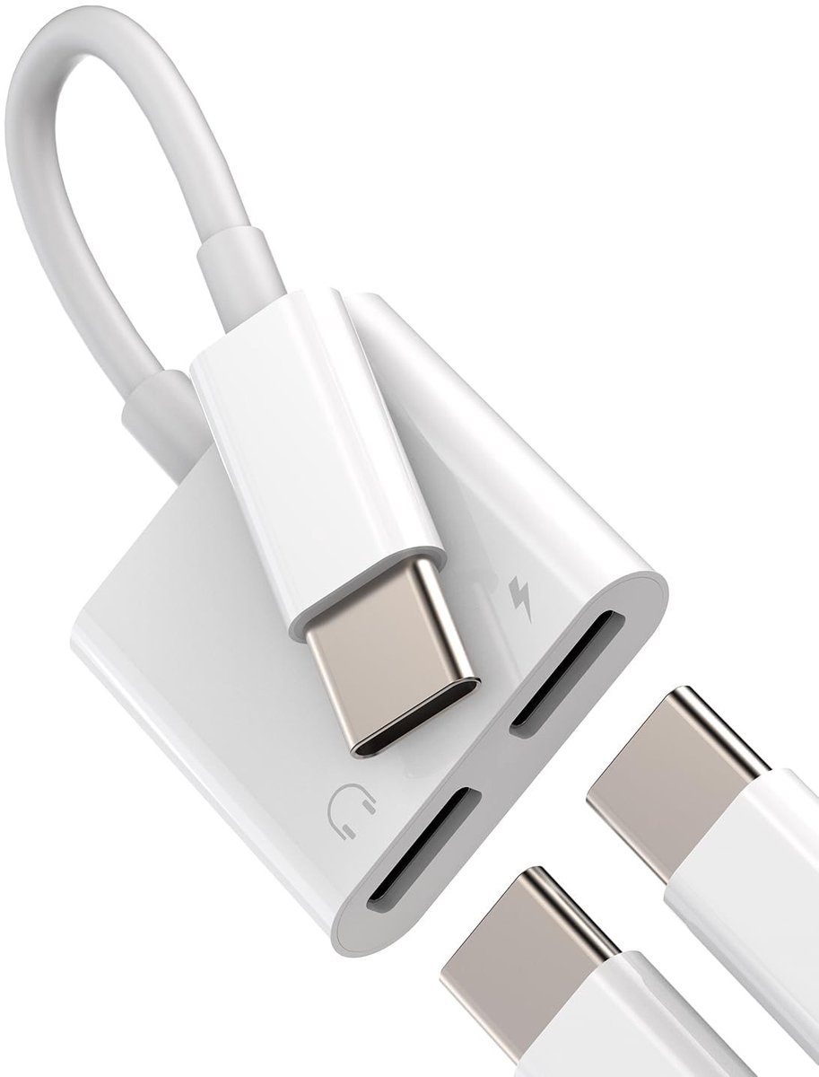 Dailygoods - USB C naar Hoofdtelefoonadapter en Oplaadkabel 2-in-1