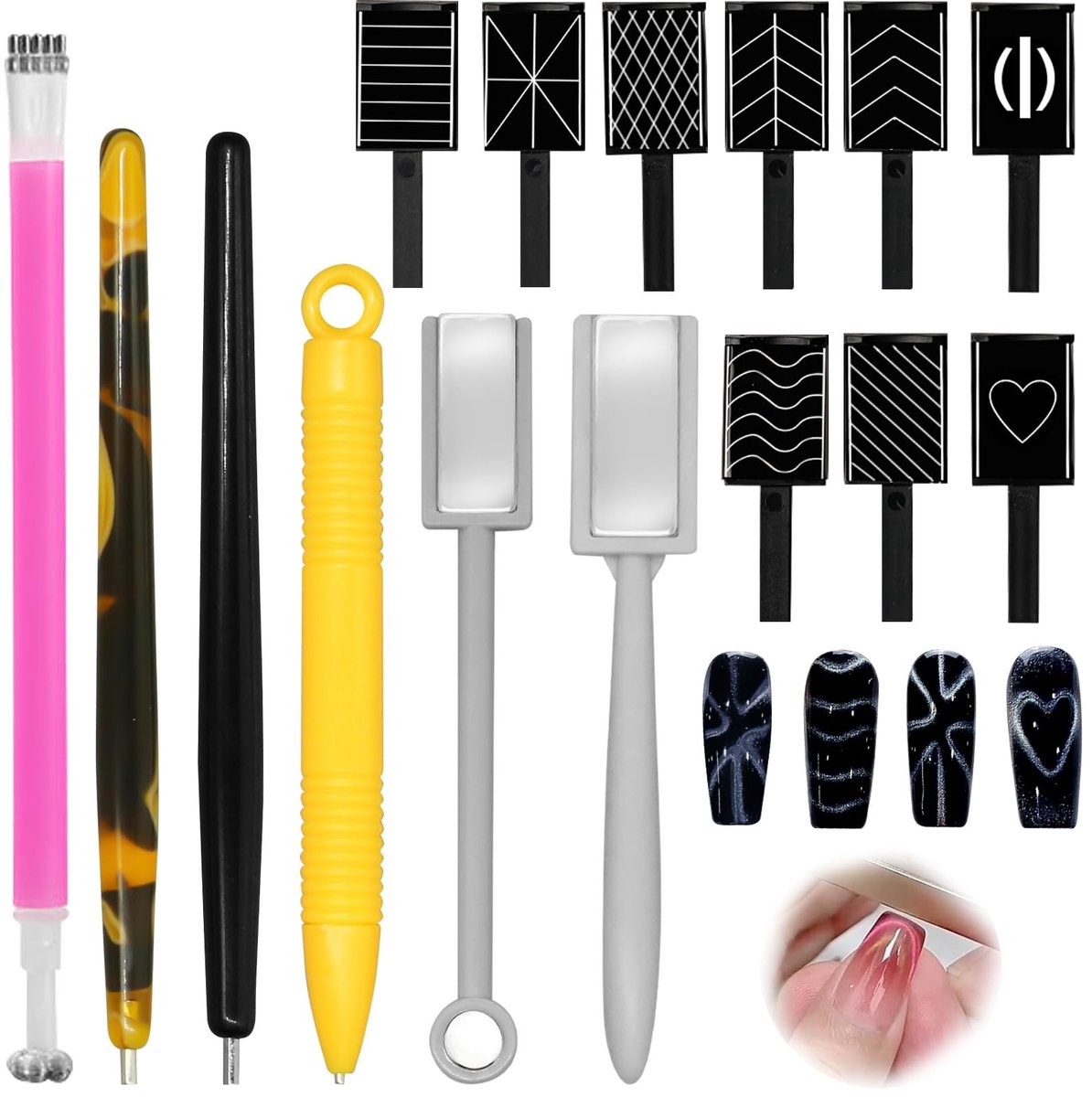 Dailygoods - 15-delige Nagelmagneetset voor Kattenogen Nagels