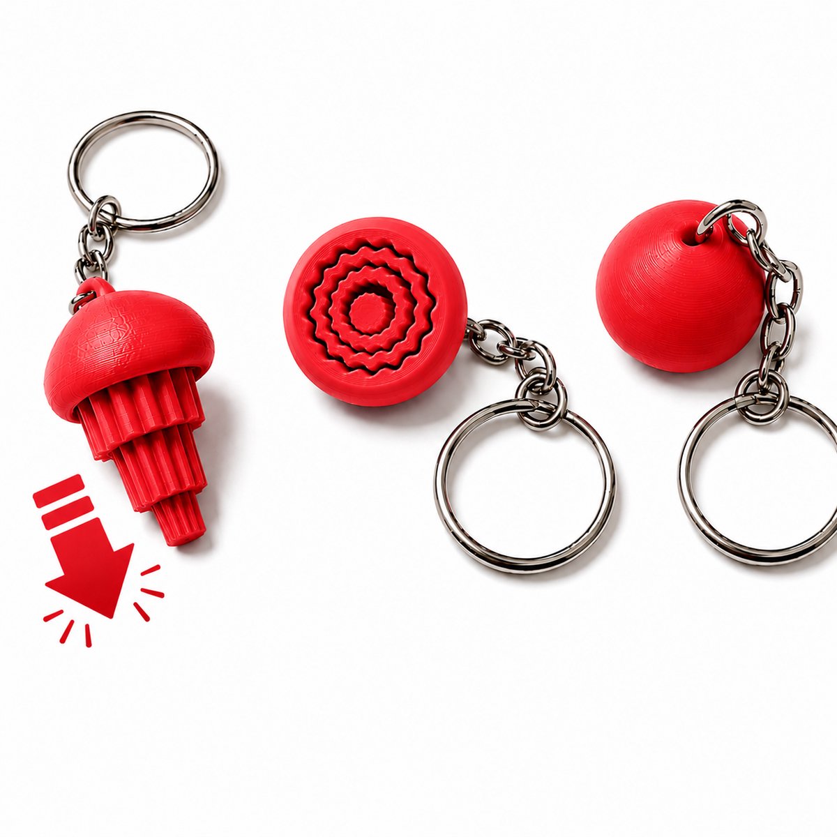 Jellyfish Fidget Toy Sleutelhanger - Anti Stress Speeltje Voor Kinderen En Volwassenen - Sensorisch Friemelspeeltje - Pocket Toy - Fidget Keychain - Cadeau Voor Autisme ADHD Stressvermindering - Print In Place Design - Compact Formaat - Rood