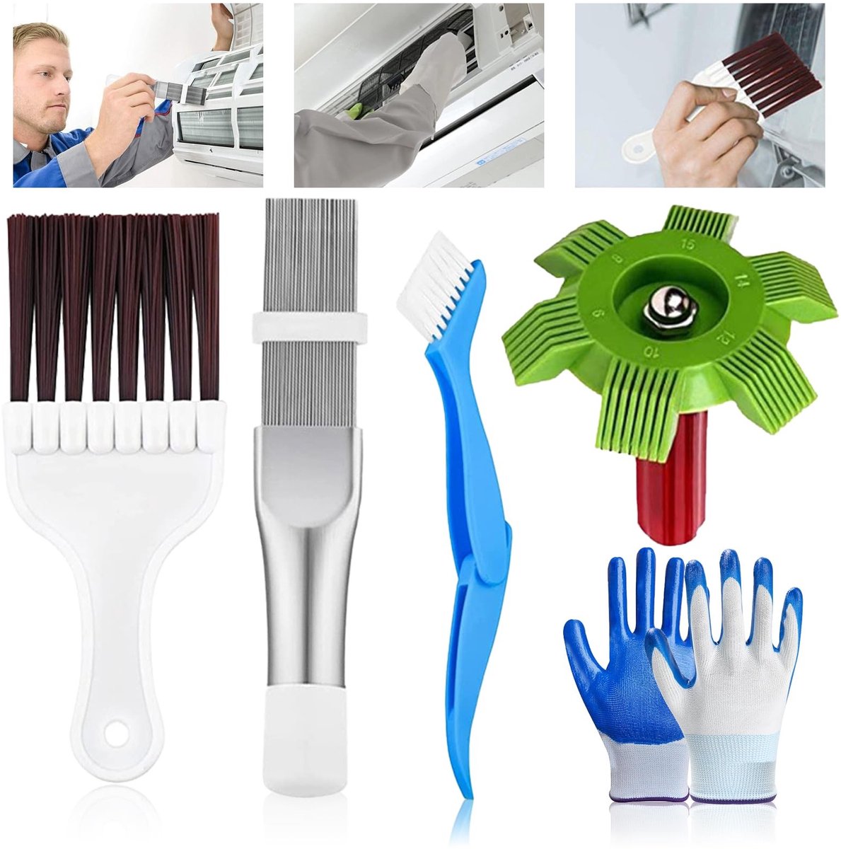 Dailygoods - Set van 4 Reinigingsborstels voor Airconditioning
