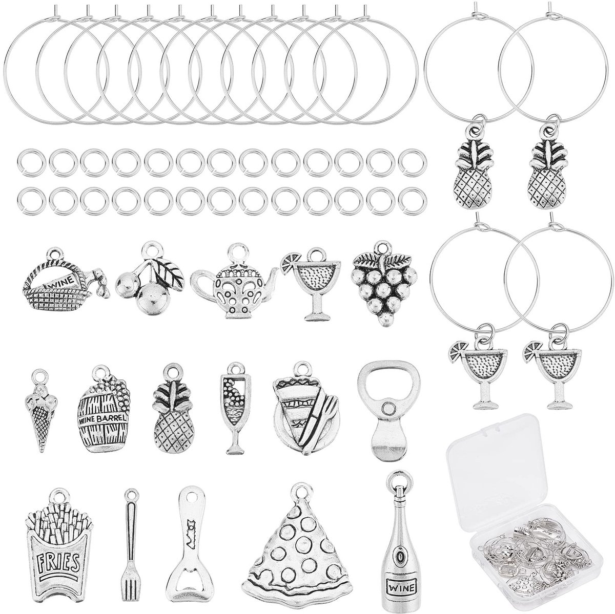 Dailygoods - 16 Stuks Wijnglas Charms in Diverse Stijlen voor Feestdecoratie