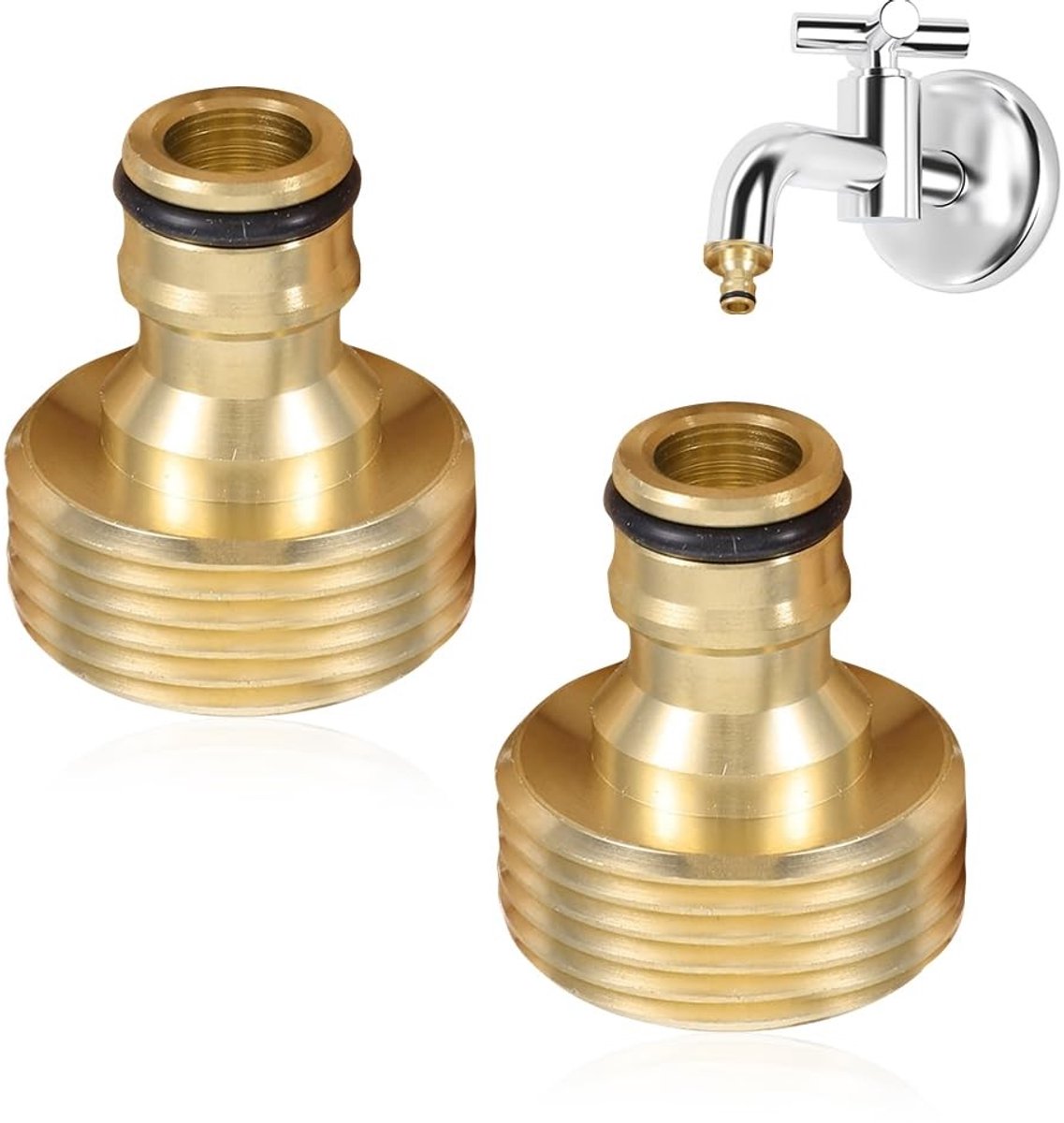 Dailygoods - Dailygoody - Messing Quick Connector - Tuinslang Adapter 1 Inch - 2 Stuks - Mannelijke Draad - Tuinaccessoires - Waterverbinding - Geschikt voor Tuins